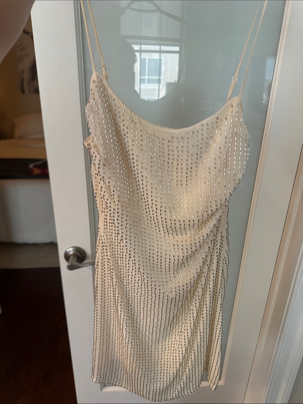Zara Champagne Beaded Mini Slip Dress